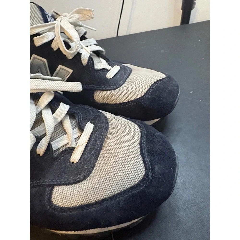 New Balance 574 Mens Navy Blue Grey Suede Mesh Sneakers M574BGS Size 13